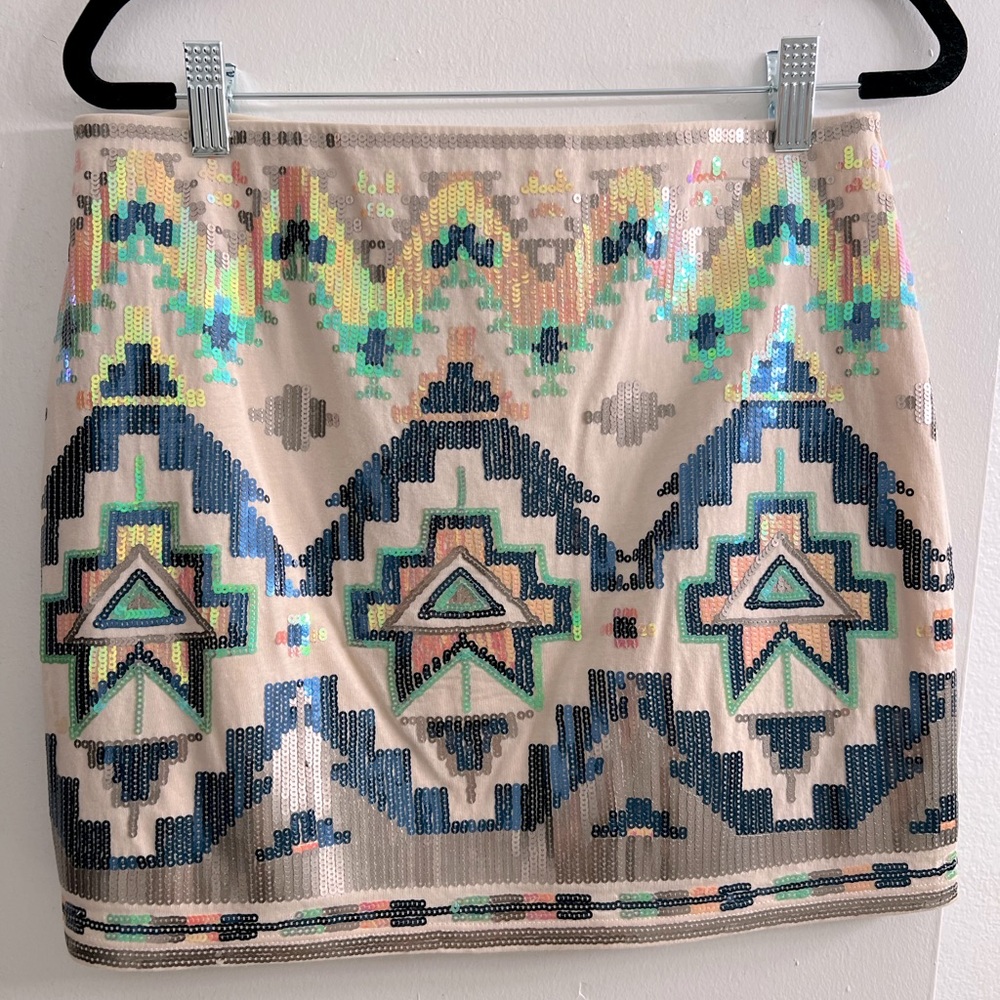 Sequin boho mini skirt